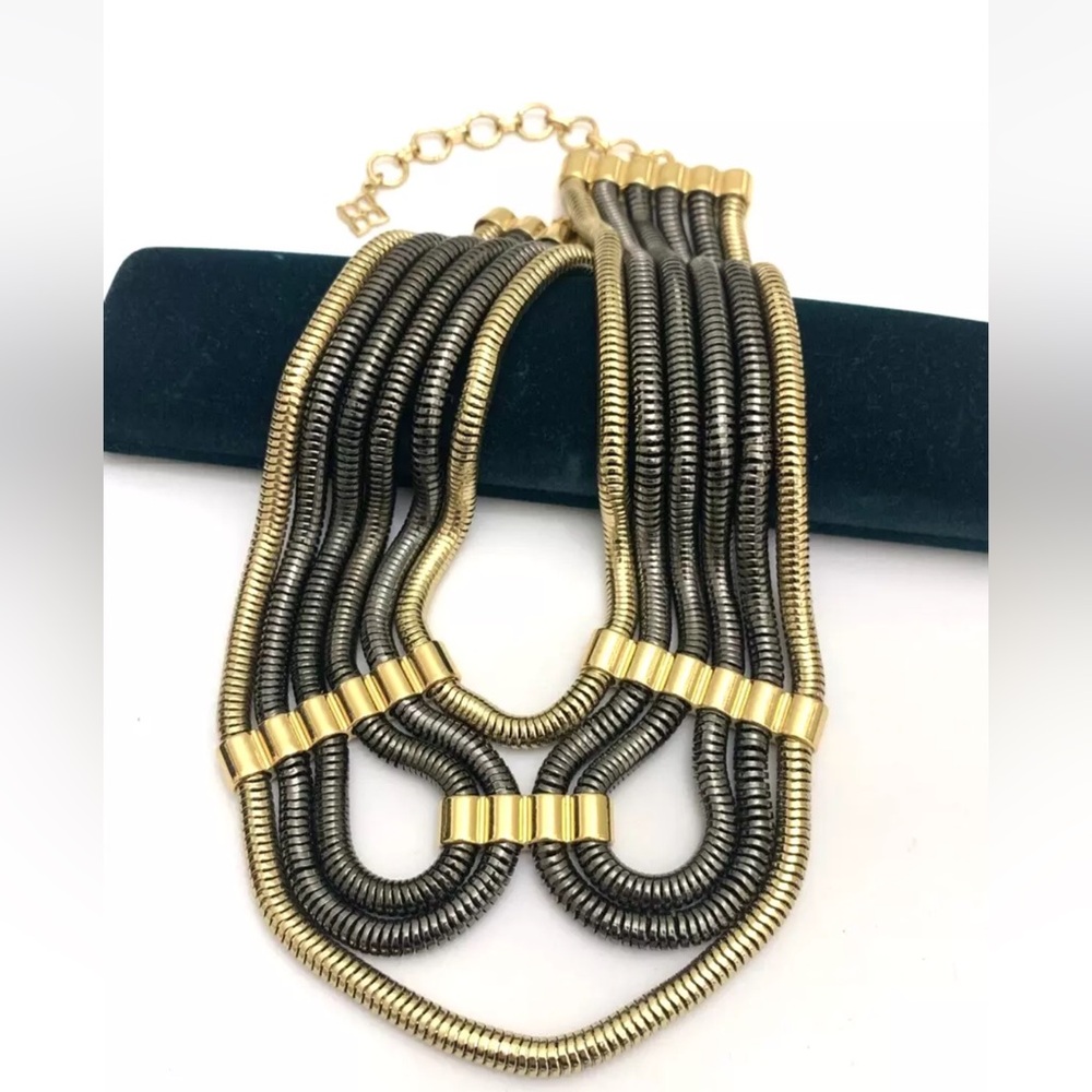 BCBG MAXAZRIA Gold and Silver Tone Snake Chain Choker Necklace NEW